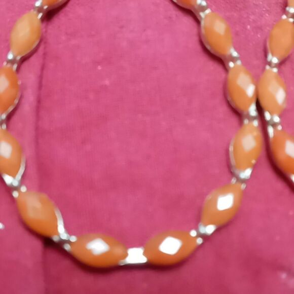 Orange beaded earrings - Picture 2 of 3